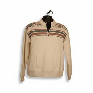Rank 45 Men's Cream Quarter Zip Southwestern Kangaroo Pouch Sweatshirt Size L
